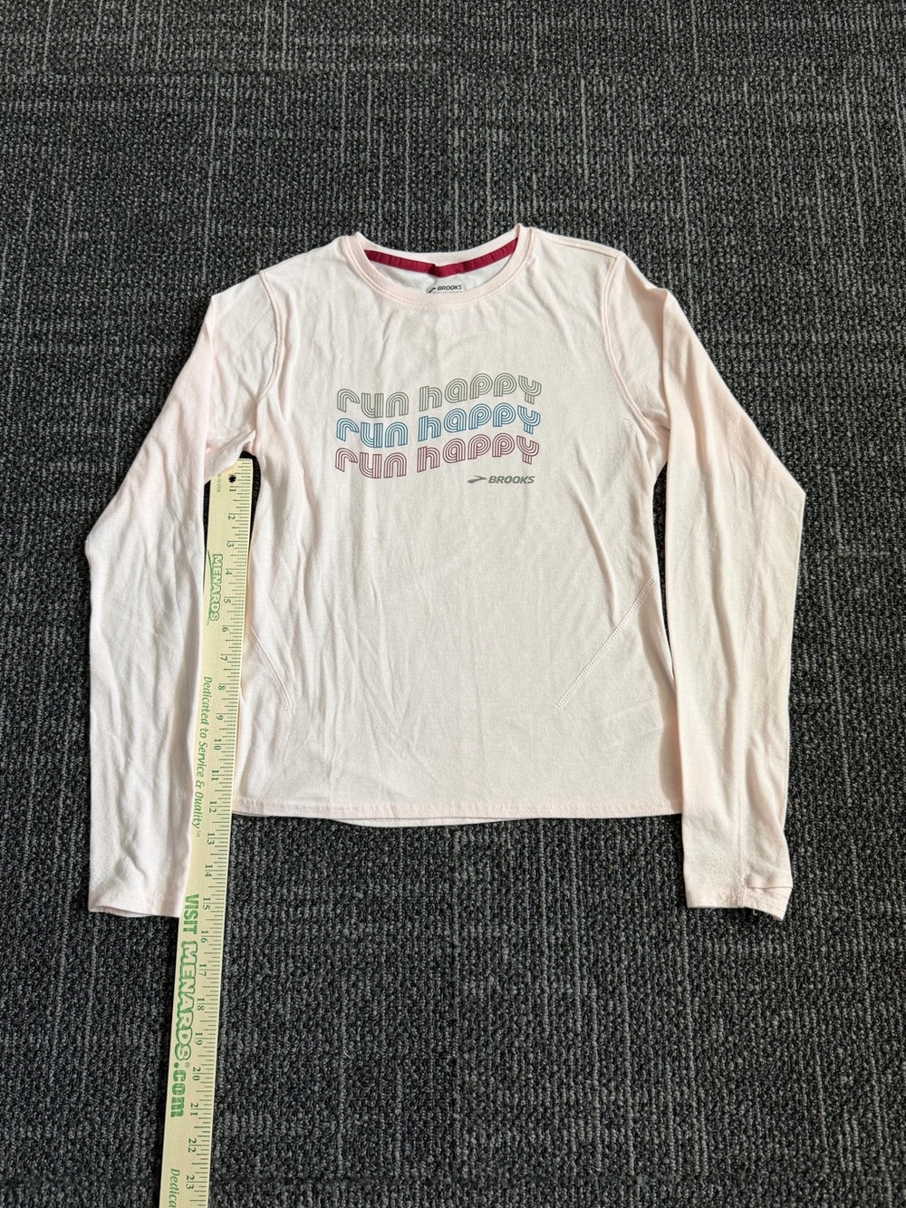 Brooks Run Happy Graphic PINK Long Sleeve Running Shirt Womens XS